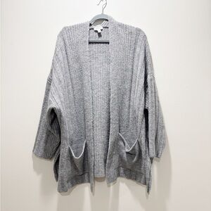 Topshop Gray Ribbed Open-Front Cardigan Relaxed Fit Cozy Casual M